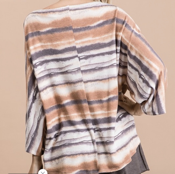 Front Tie Dolmen Sleeve Top-Rust - Picture 3 of 5